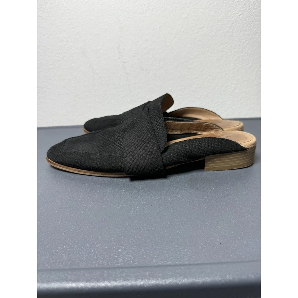 Free People Shoes Womens Size 10 Black Suede Loafer‎ Mules Slip On Spain EU 41